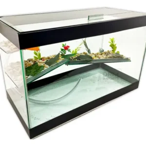 aquário terrário de vidro decorado 35x16x22 cm para tartarugas
