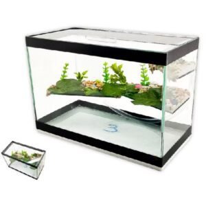 aquário terrário vidro decorado 45x21x28 para tartaruga