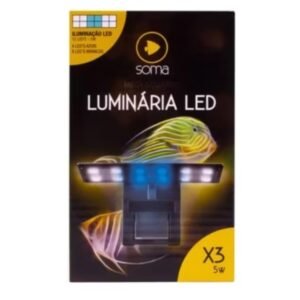 luminária led soma x3 preta 5w branco/azul autovolt